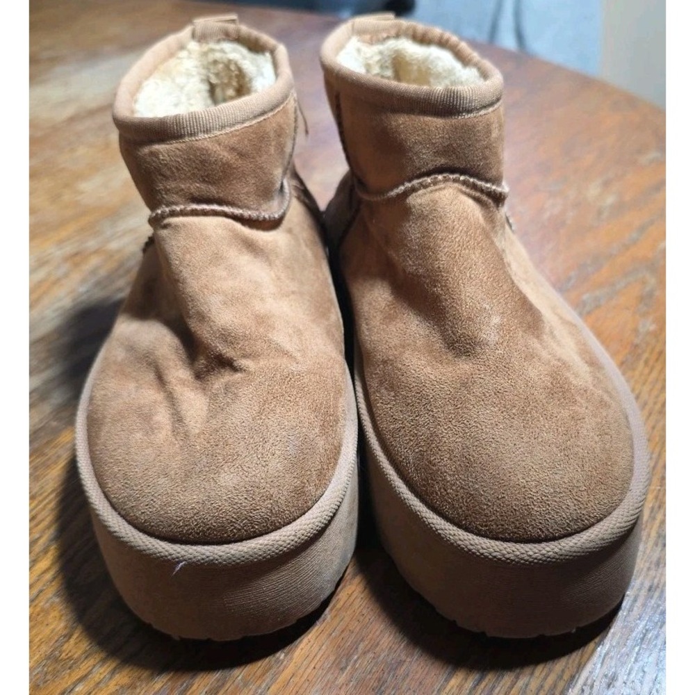Women's Booties Mudd Cherry Platform Mini Shortie Boots Brown Size 8